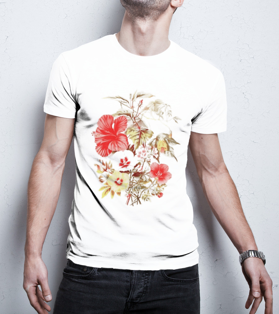 Hibiscus Mallow Cotton Floral Blossoms T-Shirt