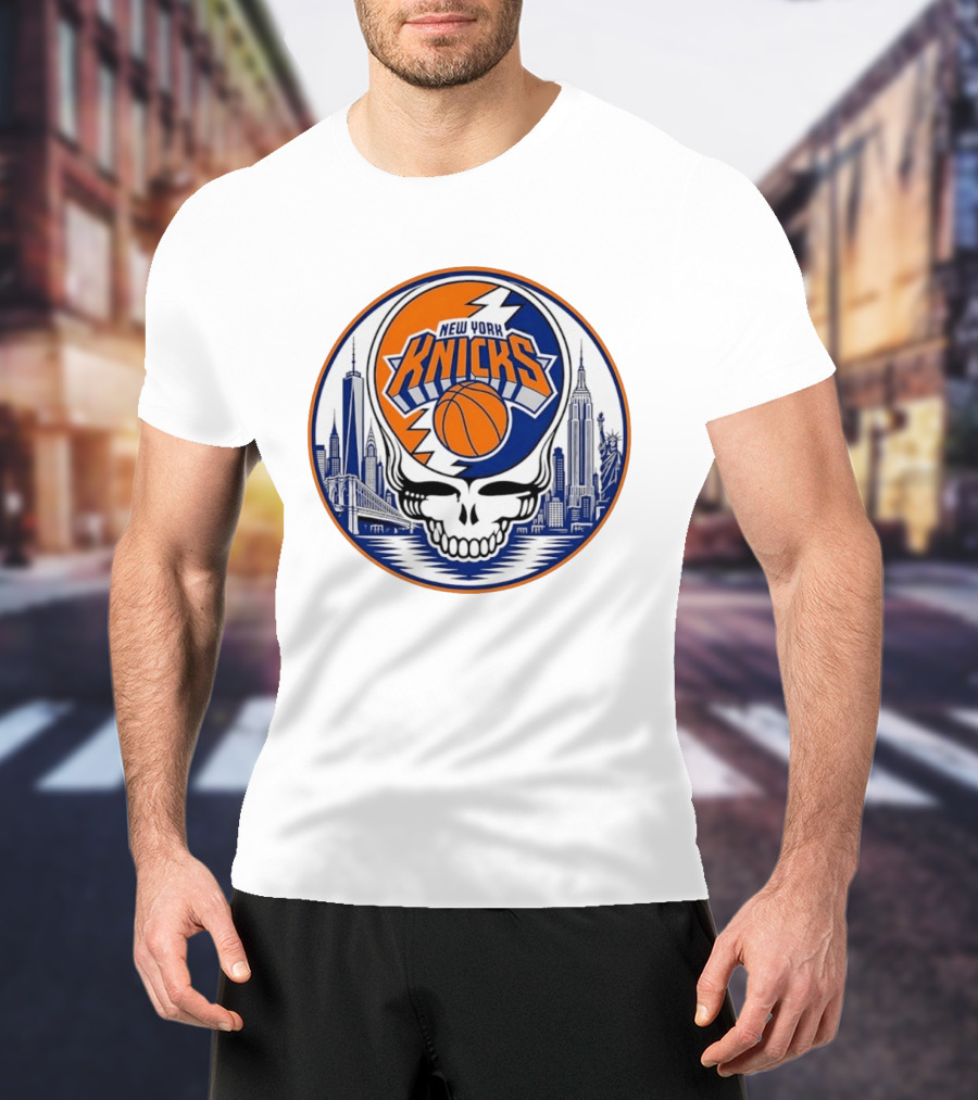 New York Knicks Grateful Dead Skyline Basketball T-Shirt