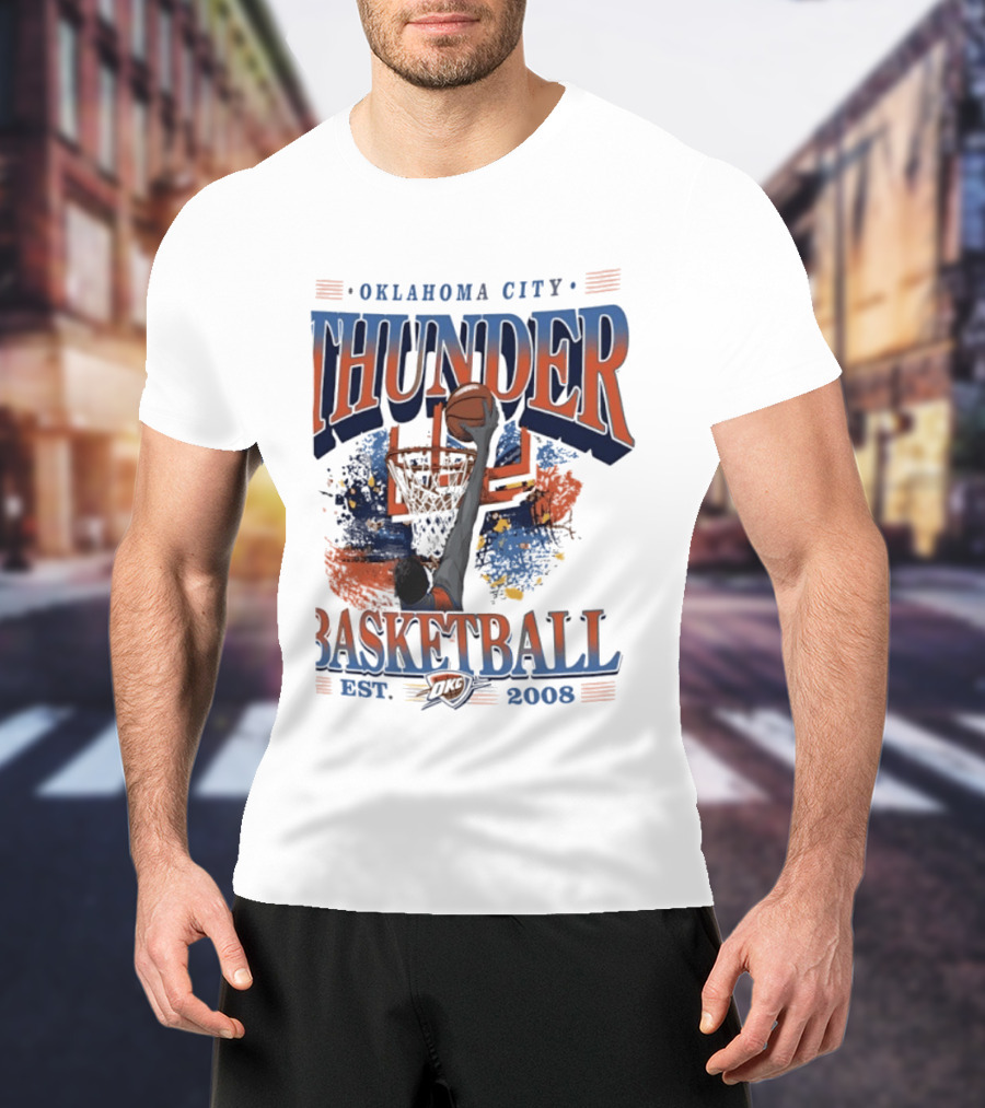 Oklahoma City Thunder Basketball Est 2008 OKC Slam Dunk Hoop T-Shirt