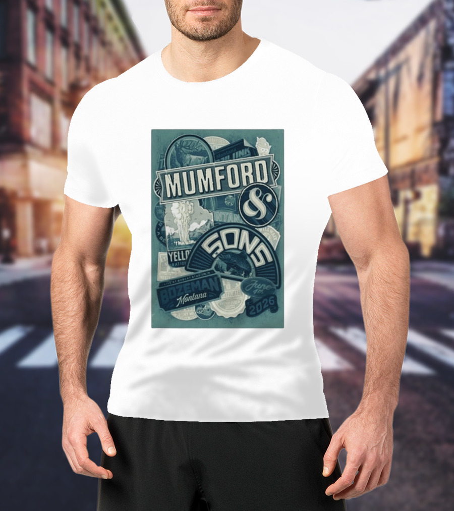 Mumford & Sons Bozeman Montana June 4 2026 Bobcat Stadium Yellowstone National Park T-Shirt