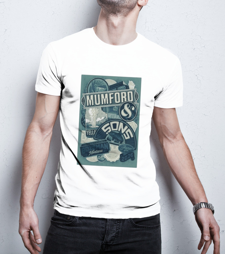 Mumford & Sons Bozeman Montana June 4 2026 Bobcat Stadium Yellowstone National Park T-Shirt