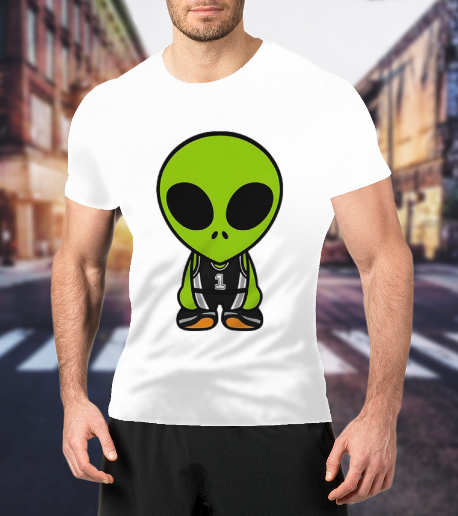 Alien Victor Wembanyama Cartoon Basketball Number 1 T-Shirt