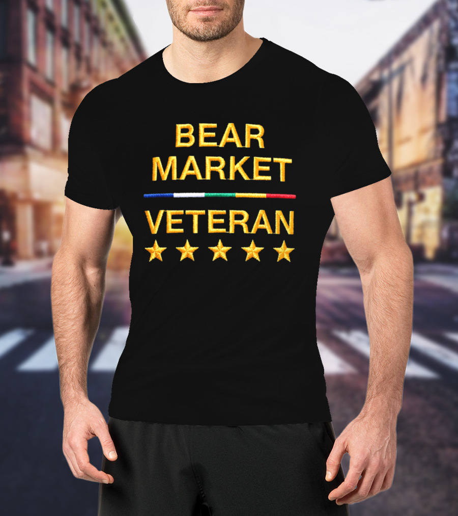 Bear Market Veteran Embroidered Text And Stars T-Shirt