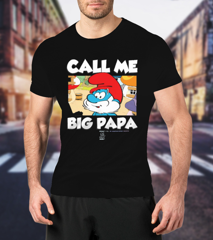 Call Me Big Papa Smurf Iconic Cartoon Character Scene T-Shirt