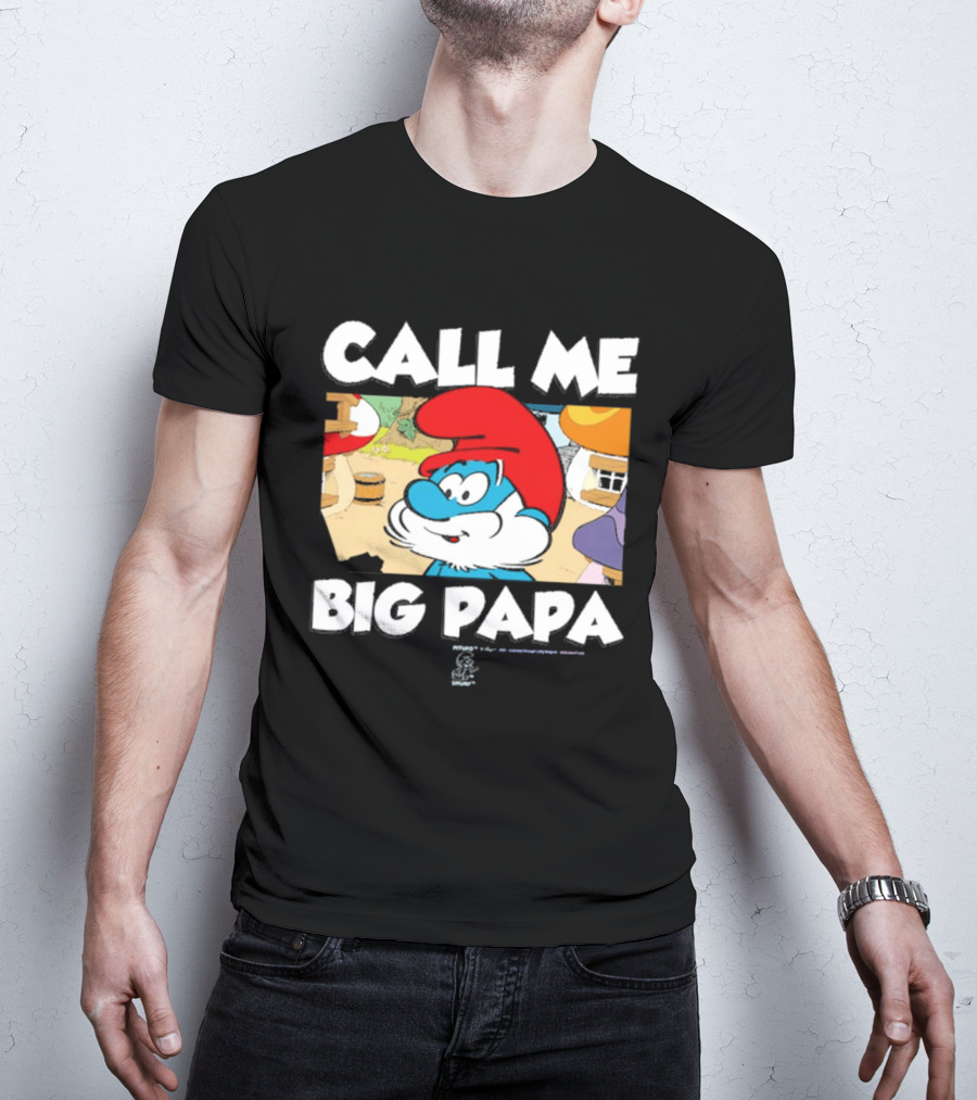 Call Me Big Papa Smurf Iconic Cartoon Character Scene T-Shirt