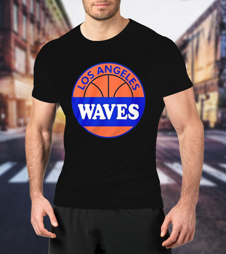 Los Angeles Waves Basketball Theme Circle T-Shirt