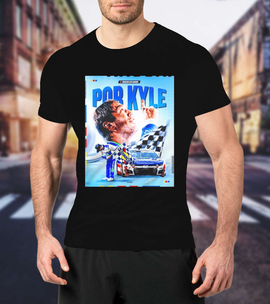 Nascar Cup Series Por Kyle 2026 Racing Celebration With Checkered Flag And Race Car T-Shirt