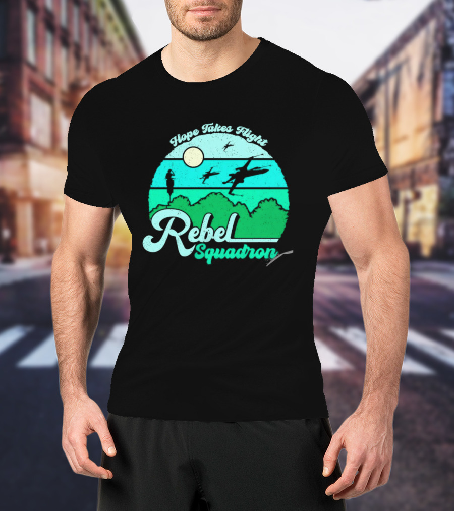 Rebel Squadron Hope Takes Flight Sunset Landscape T-Shirt