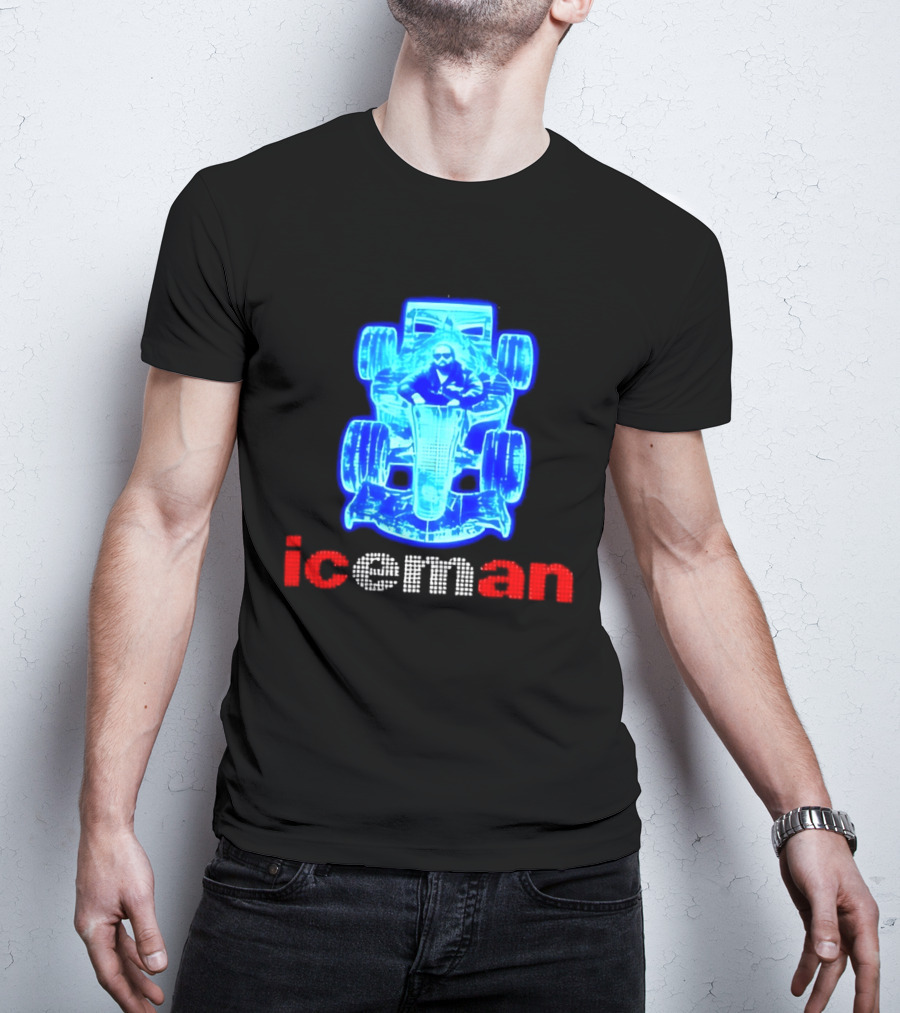Iceman Kimi Räikkönen F1 Driver Holographic Car Racing Blue Red T-Shirt