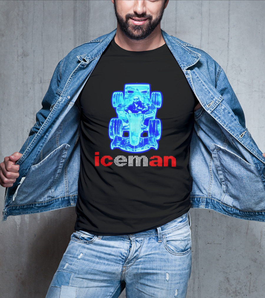 Iceman Kimi Räikkönen F1 Driver Holographic Car Racing Blue Red T-Shirt