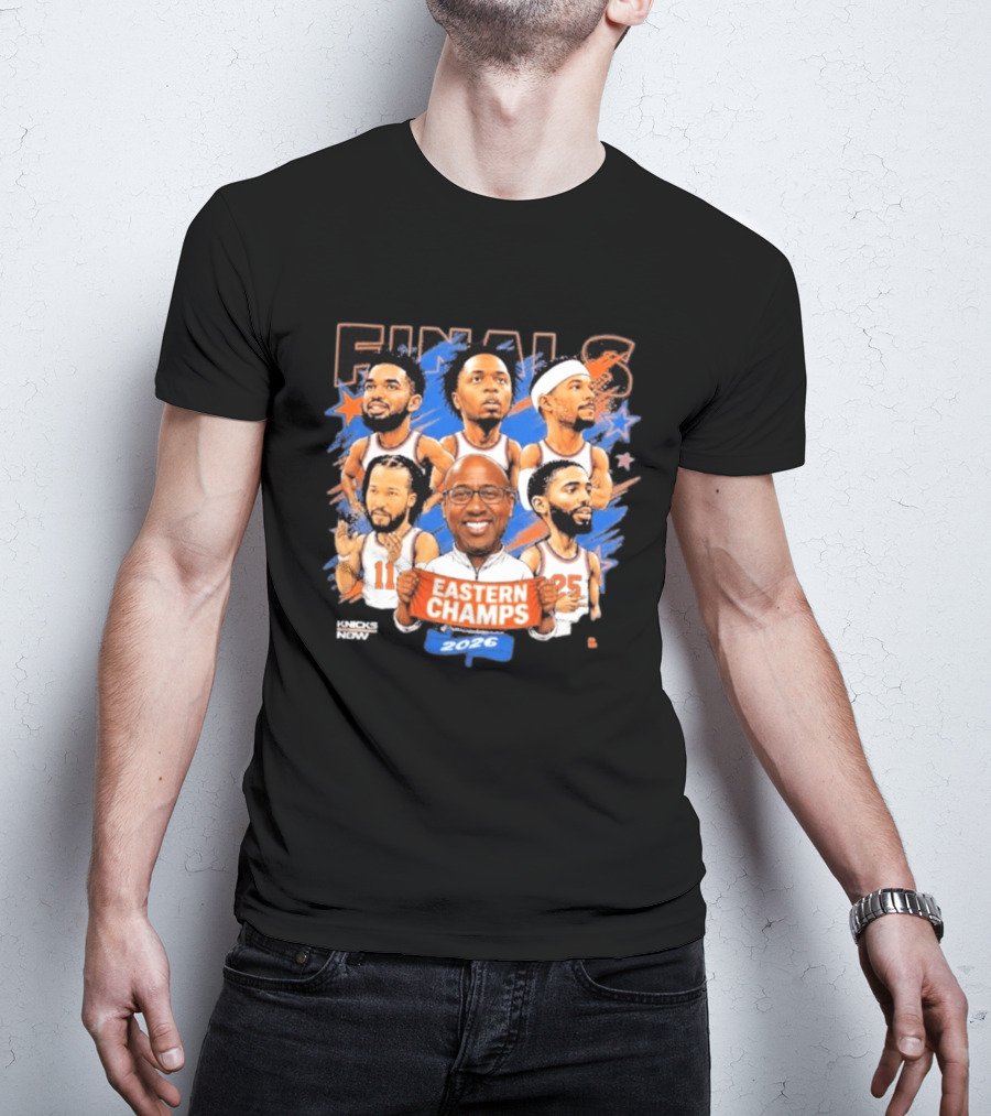 NBA Finals 2026 Eastern Champs Knicks Players And Coach Banner T-Shirt