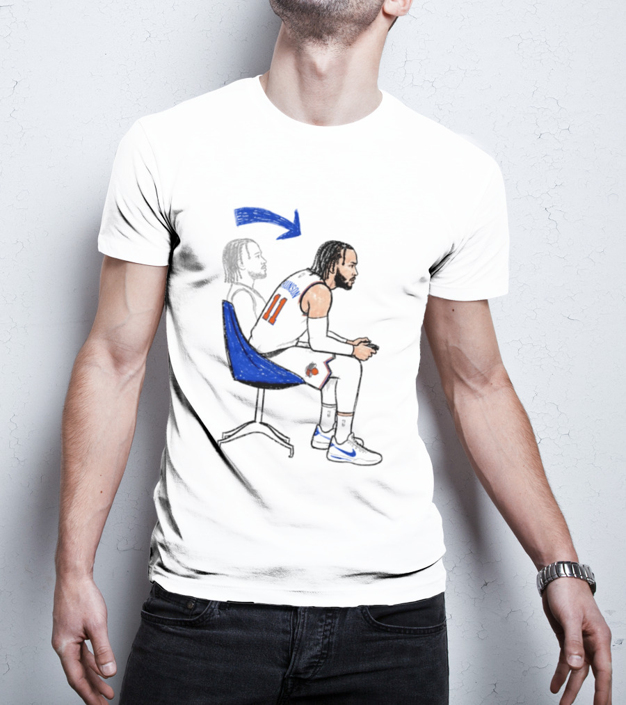 New York Knicks Jalen Brunson Gamer Posture Sketch NBA Player 11 Basketball T-Shirt