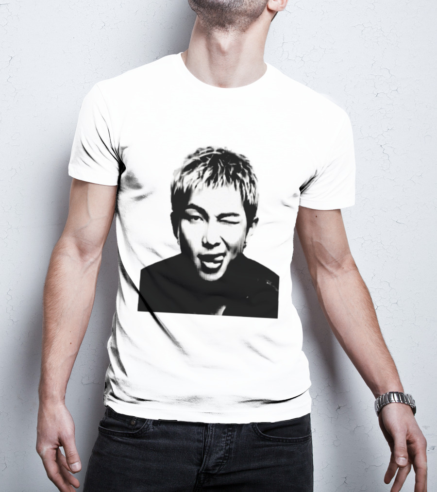 Kim Namjoon BTS K Pop Music Star Halftone Monochrome T-Shirt