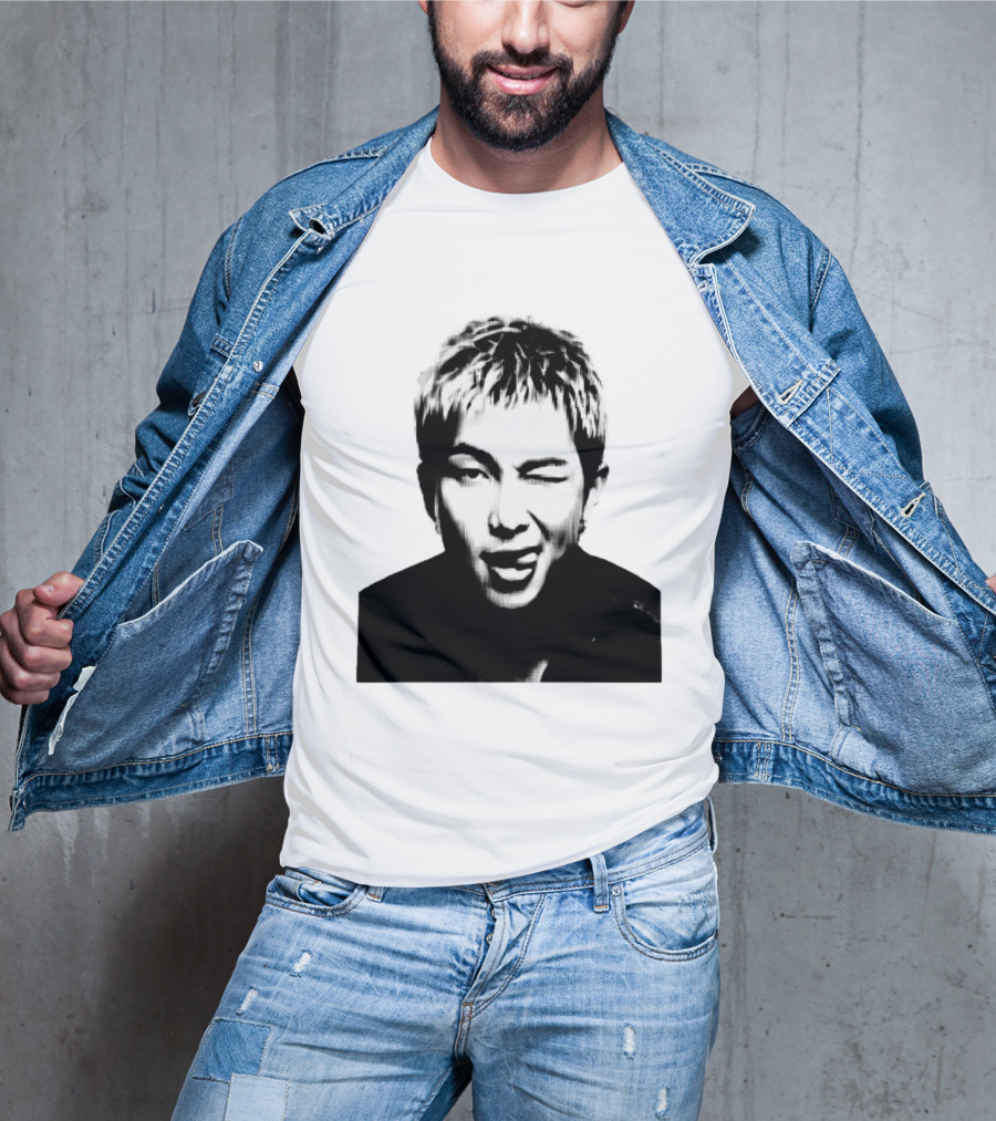 Kim Namjoon BTS K Pop Music Star Halftone Monochrome T-Shirt