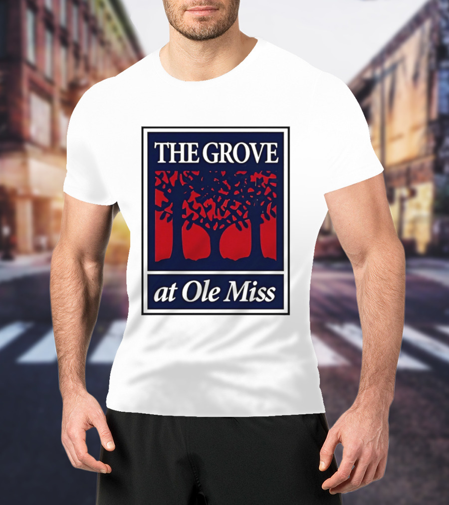 The Grove At Ole Miss Trees Red Blue T-Shirt