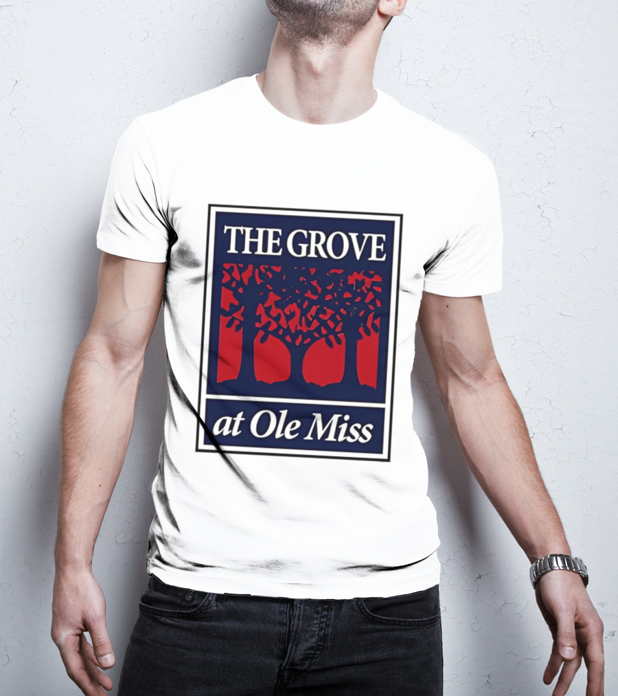 The Grove At Ole Miss Trees Red Blue T-Shirt