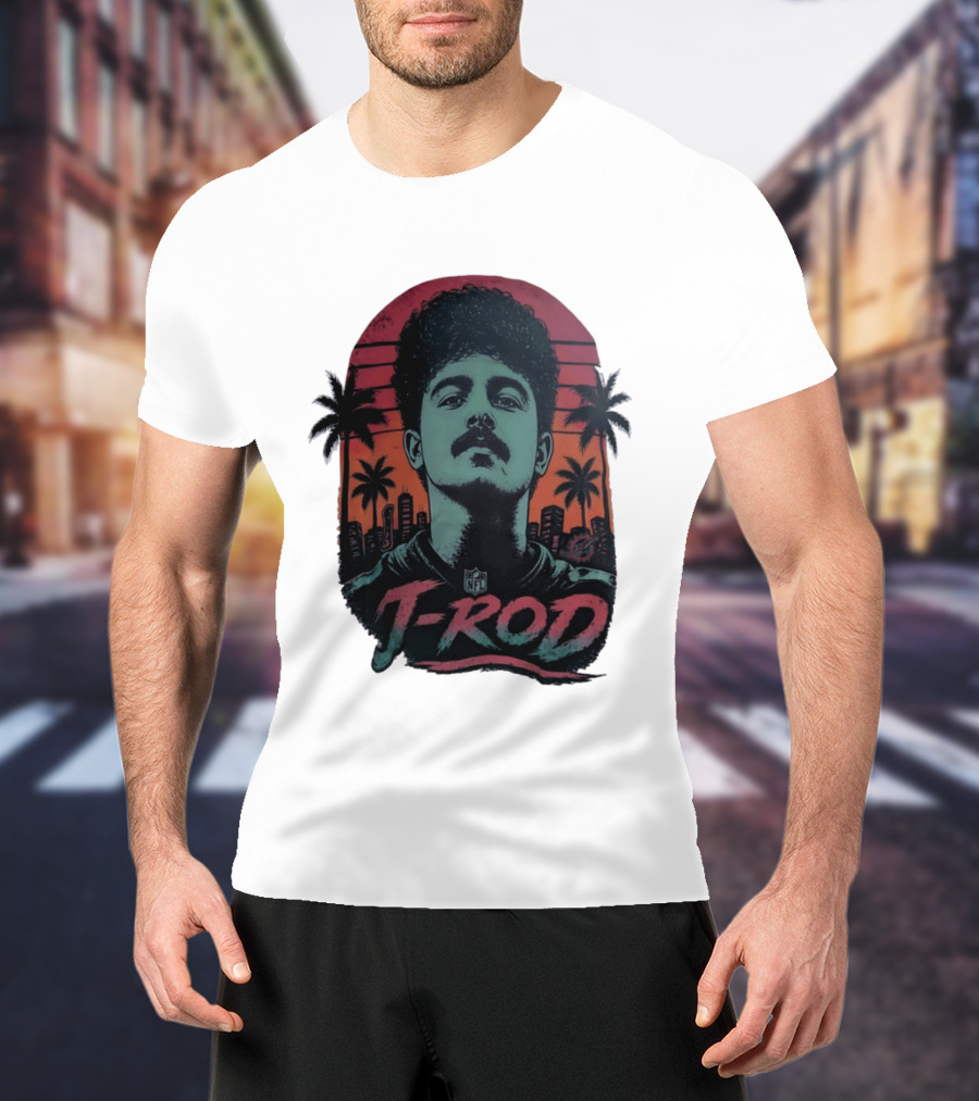 J ROD Miami Dolphins Vaporwave Aesthetic Neon Lights NFL T-Shirt