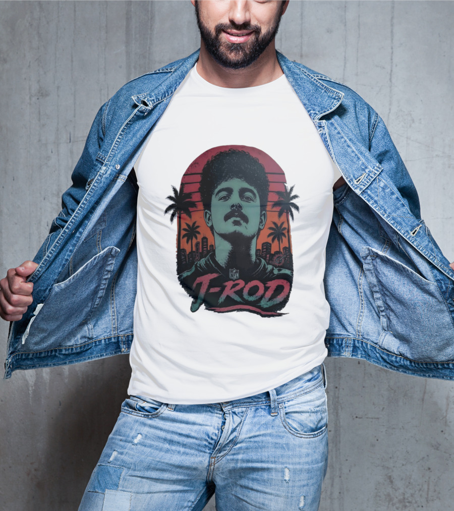 J ROD Miami Dolphins Vaporwave Aesthetic Neon Lights NFL T-Shirt