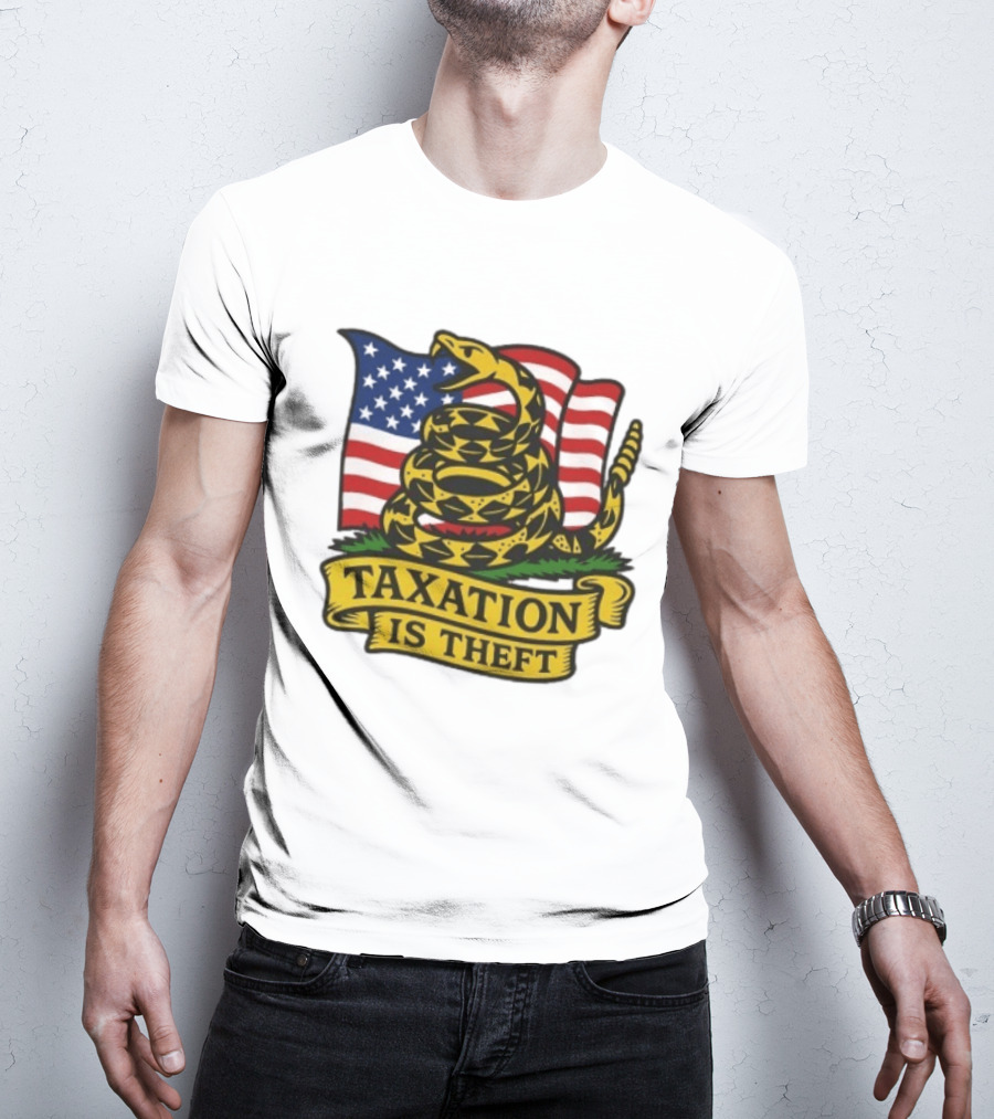 Gadsden Flag American Taxation Is Theft Protest With Snake And Flag T-Shirt