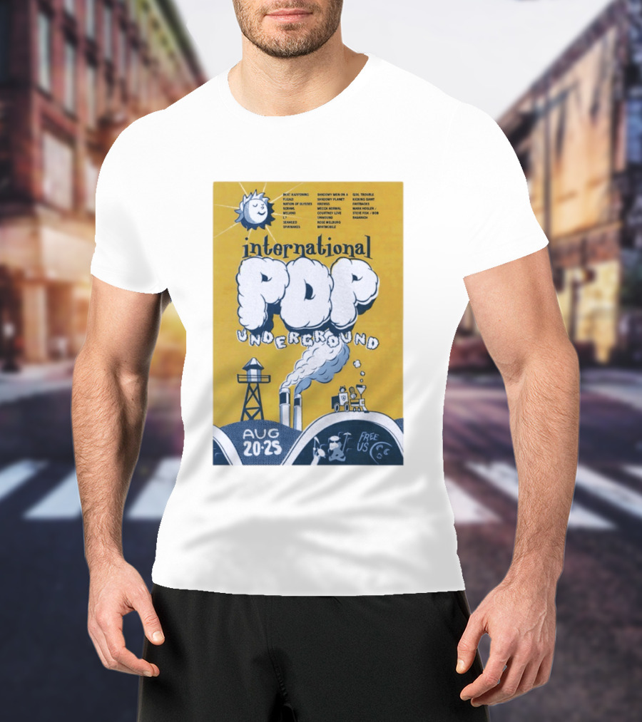 International Pop Underground Festival August 20 25 Beat Happening Fugazi Legend Of Yulesville Seaweed Спинанес Free Us T-Shirt