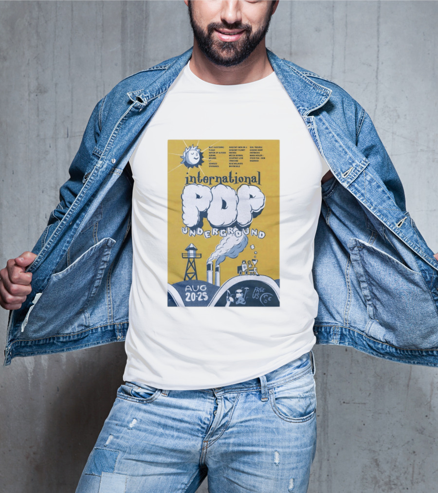 International Pop Underground Festival August 20 25 Beat Happening Fugazi Legend Of Yulesville Seaweed Спинанес Free Us T-Shirt
