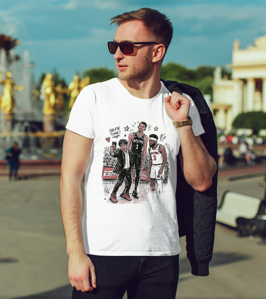 NY Knicks And San Antonio Spurs Selfie Time Finals Caricature T-Shirt