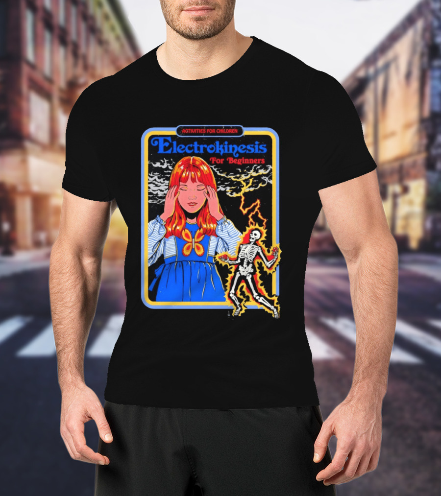 Activities For Children Electrokinesis For Beginners Vintage Style Art With Lightning Bolt Skeleton T-Shirt