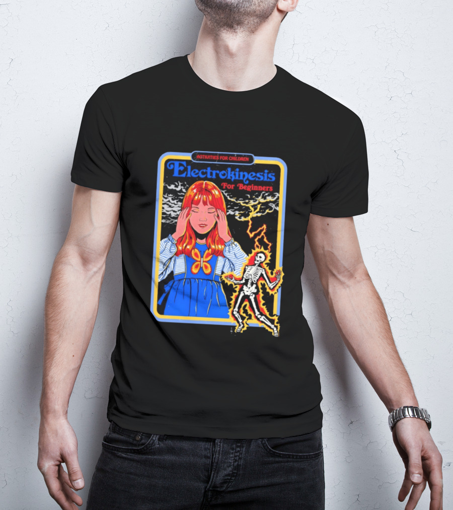 Activities For Children Electrokinesis For Beginners Vintage Style Art With Lightning Bolt Skeleton T-Shirt
