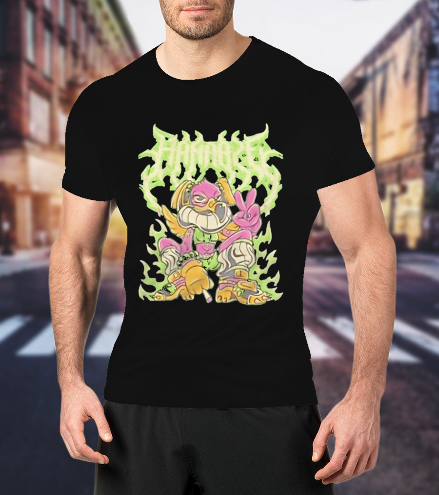 HAMMBRIK Chill Dog Flaming Peace Pose T-Shirt