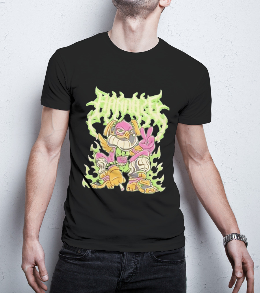 HAMMBRIK Chill Dog Flaming Peace Pose T-Shirt