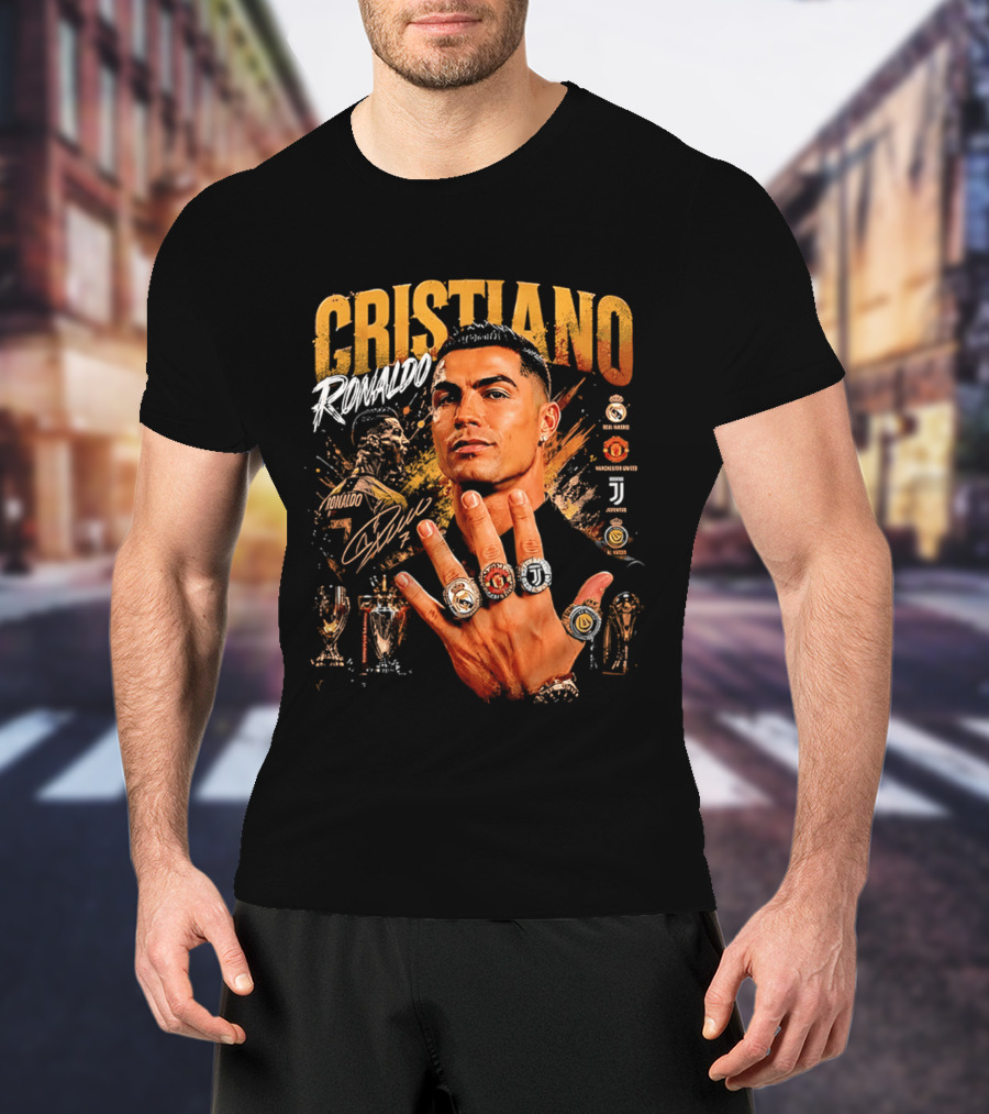 Cristiano Ronaldo Rings Collection Manchester Juventus Real Madrid Arsenal T-Shirt