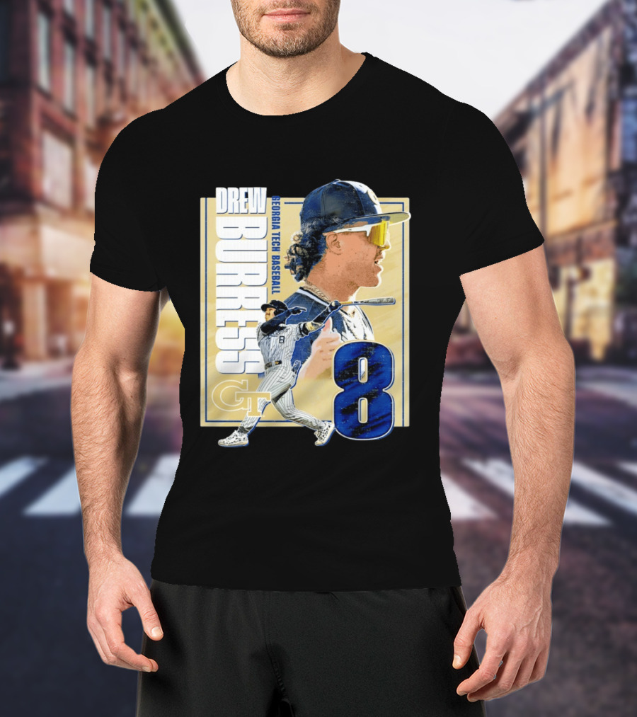 Drew Burress Georgia Tech Baseball Athlete Number 8 T-Shirt