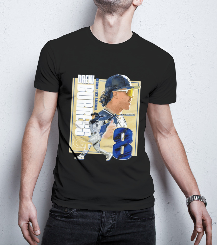 Drew Burress Georgia Tech Baseball Athlete Number 8 T-Shirt