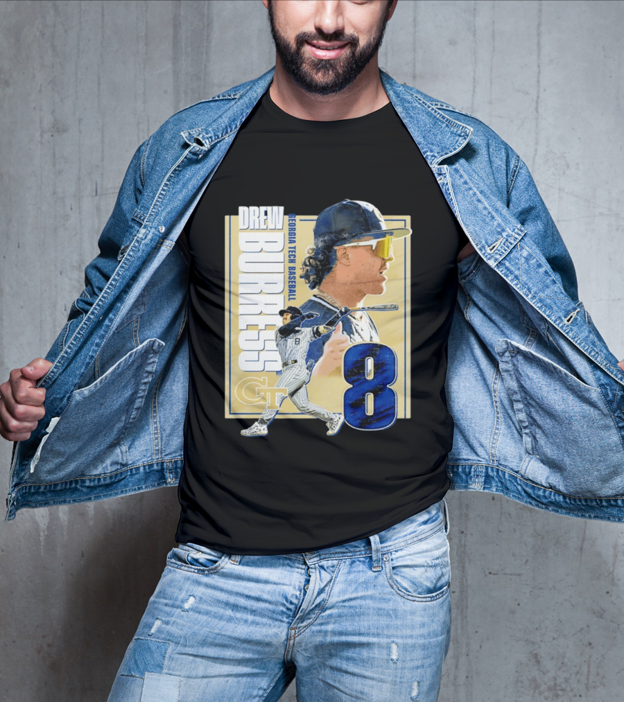 Drew Burress Georgia Tech Baseball Athlete Number 8 T-Shirt