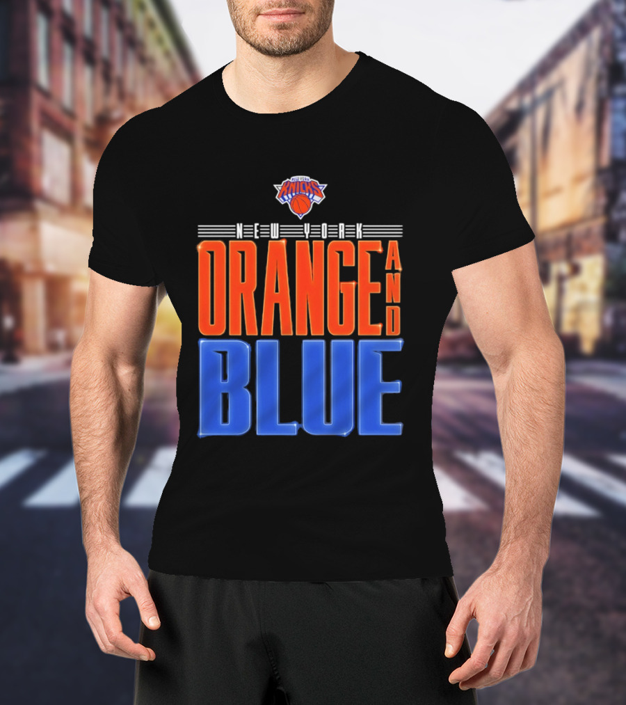 New York Knicks Orange And Blue Neon T-Shirt