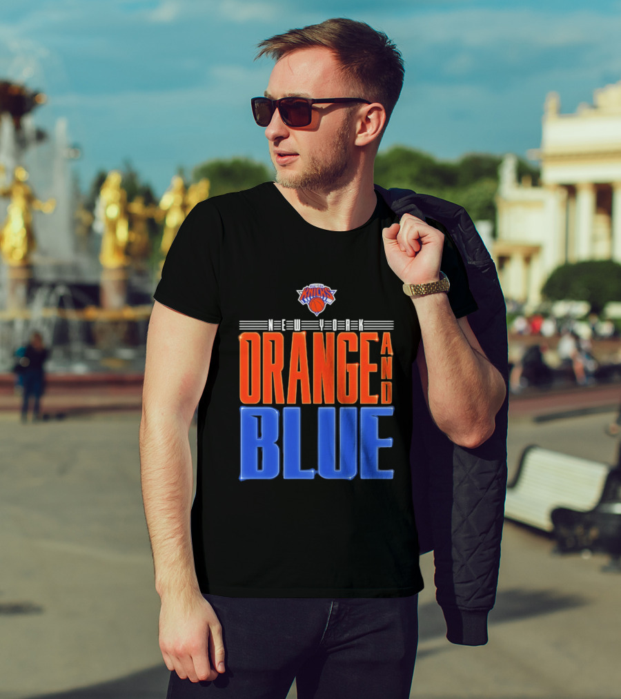 New York Knicks Orange And Blue Neon T-Shirt