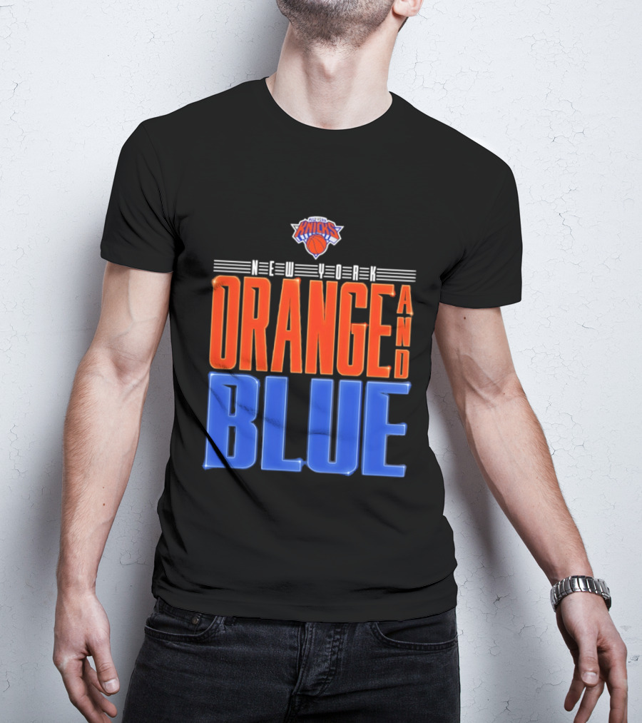 New York Knicks Orange And Blue Neon T-Shirt