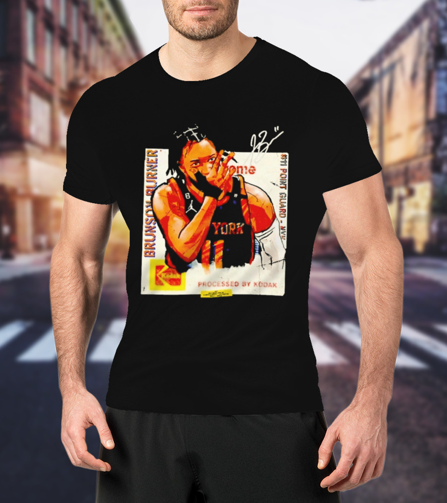 New York Knicks Jalen Brunson Burner #11 Point Guard Processed By Kodak T-Shirt