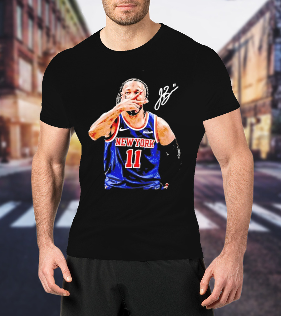 Jalen Brunson New York Knicks 11 JB Basketball Celebration Blue T-Shirt