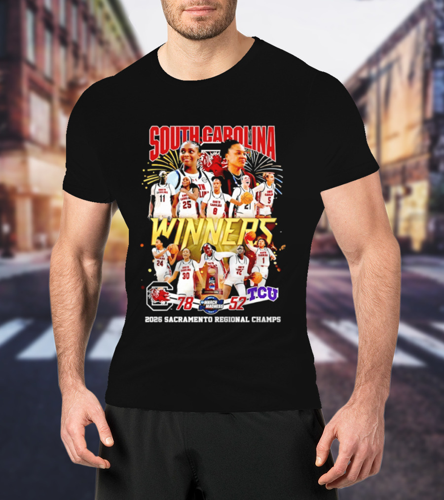 South Carolina Gamecocks Women's Basketball 2026 Sacramento Regional Champs Winners 78 52 TCU T-Shirt