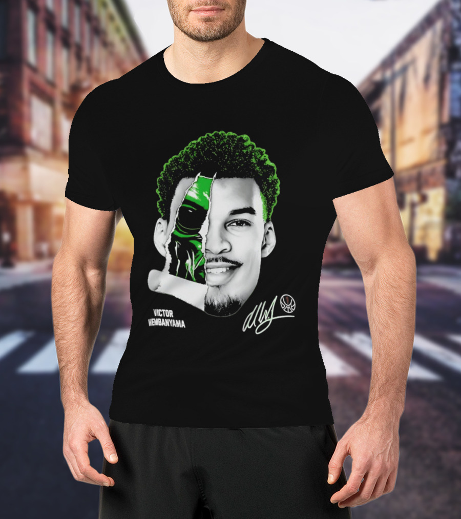 Victor Wembanyama Alien Torn Creature Signature T-Shirt