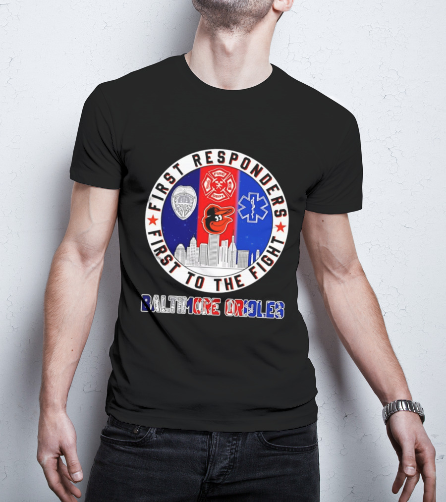 First Responders Baltimore Orioles City Skyline T-Shirt