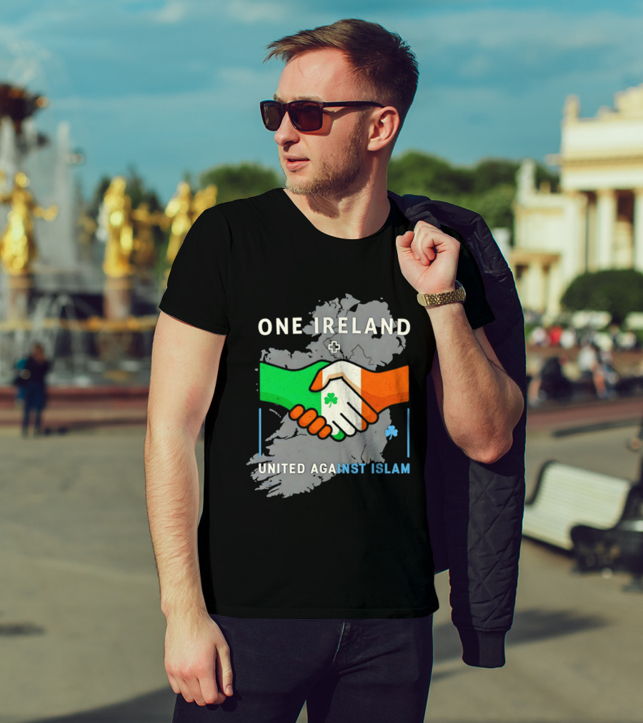 Ireland One Ireland Handshake Map United Against Islam T-Shirt