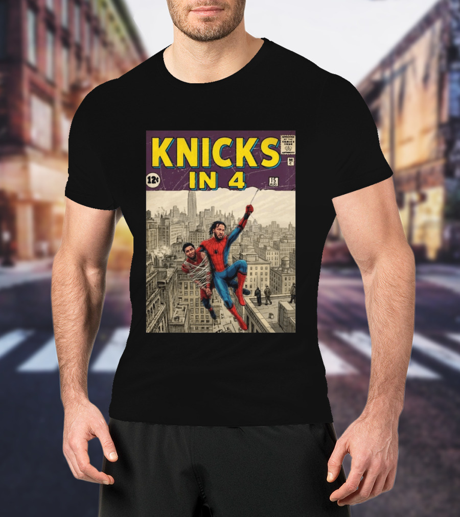Knicks In 4 Jalen Brunson Spider Man Cover T-Shirt