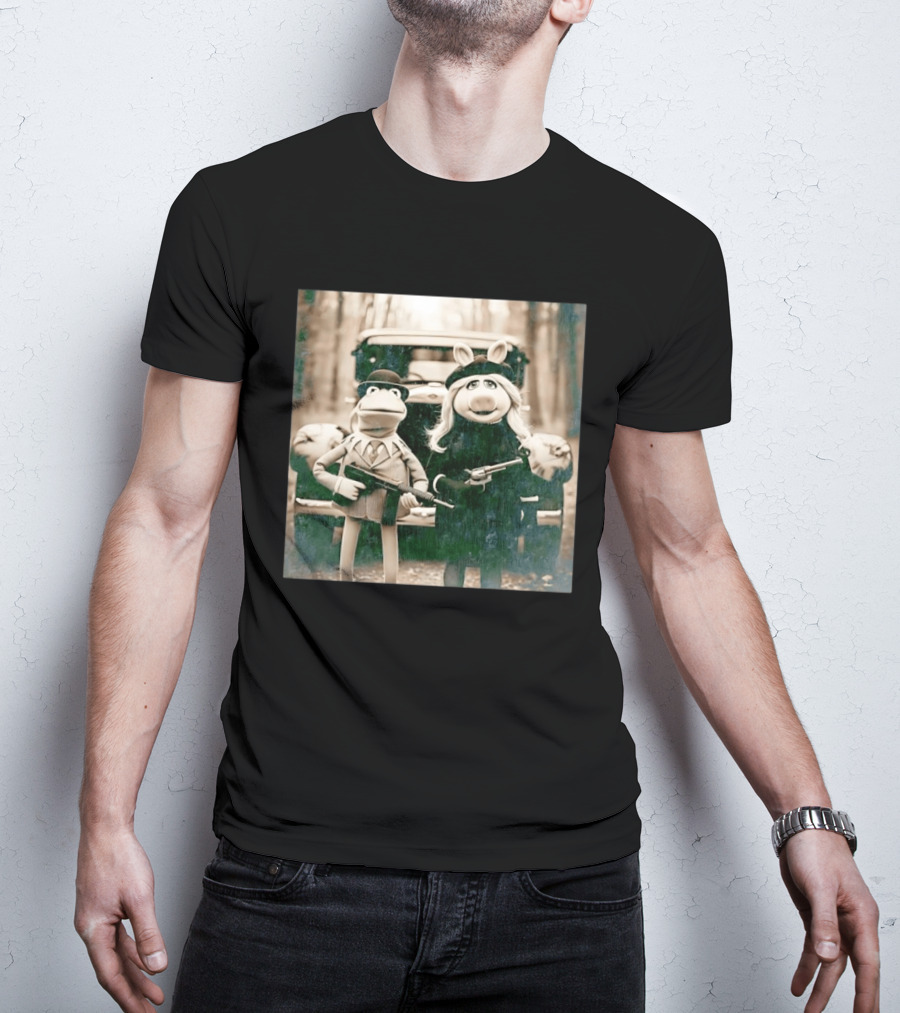 The Muppets Kermit The Frog Miss Piggy Gangster T-Shirt