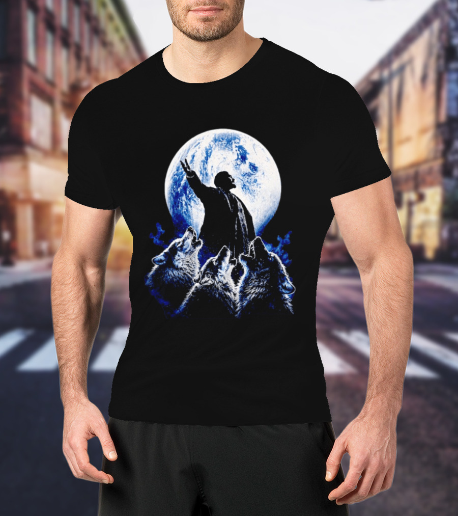 Vladimir Lenin Moon Wolves Howling Speaker T-Shirt