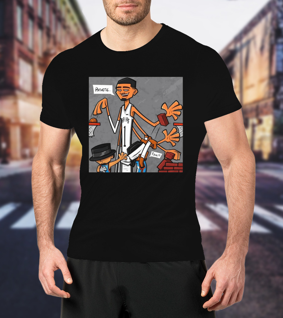 Wemby Spurs Pathetic Foul Long Arms Basketball T-Shirt