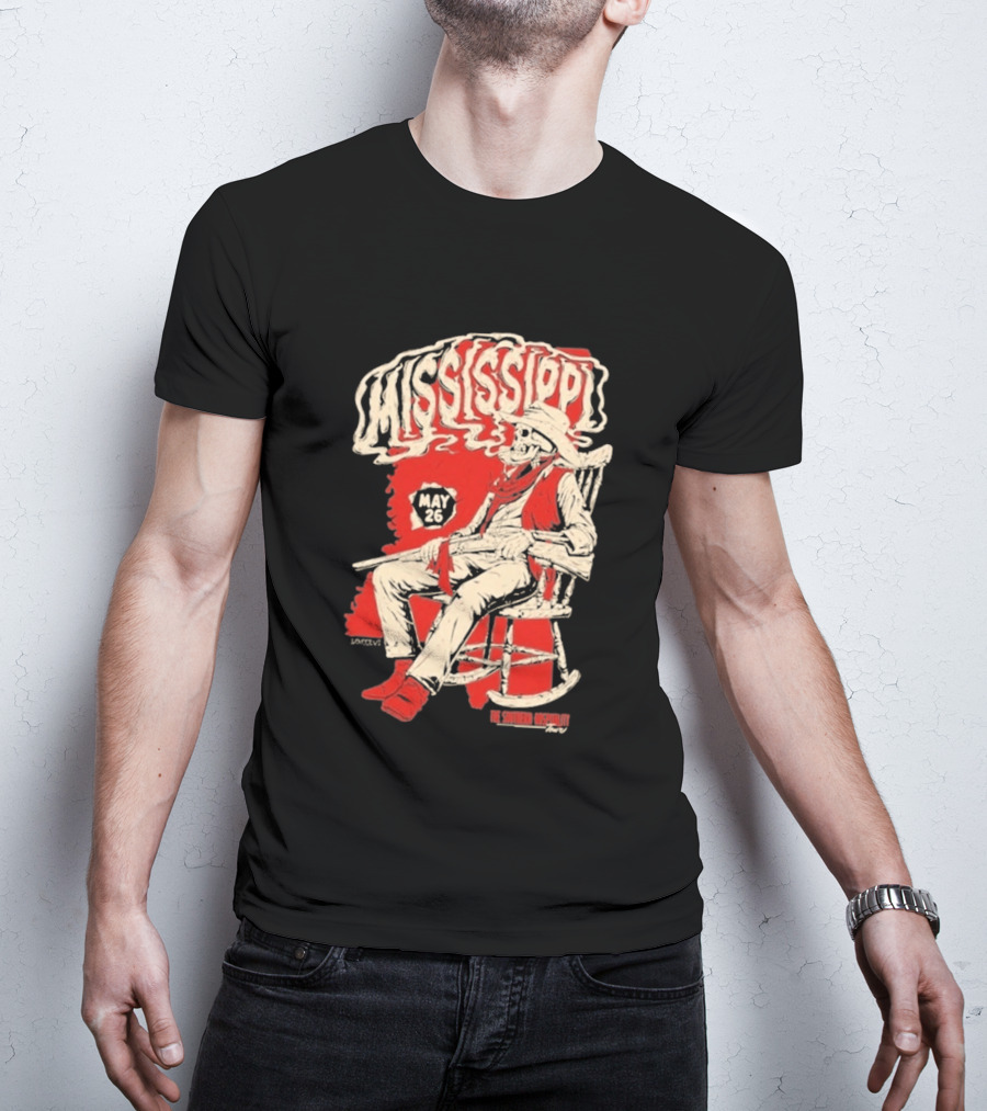 Whiskey Myers May 26 Mississippi Cowboy In Rocking Chair T-Shirt