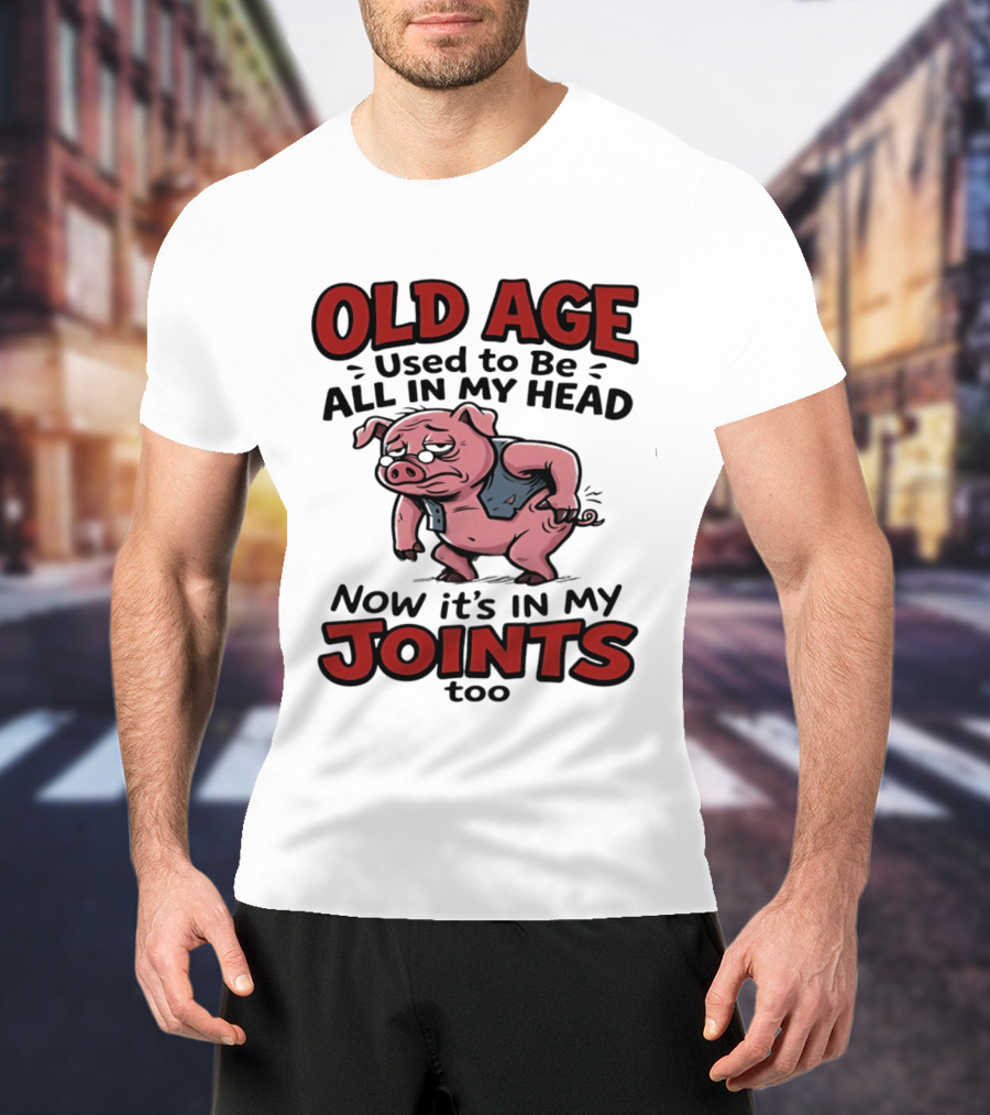 Old Age Used To Be All In My Head Now It's In My Joints Too Pig T-Shirt