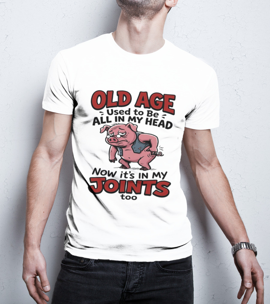 Old Age Used To Be All In My Head Now It's In My Joints Too Pig T-Shirt